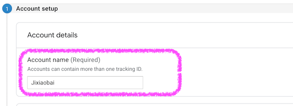 google analytics account name